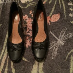 Clarks Women's Black Loafers with Knot Detail